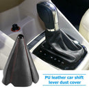 Universal PU Leather Car Gear Shift Lever Gaiter Red Stitch Dust Cover