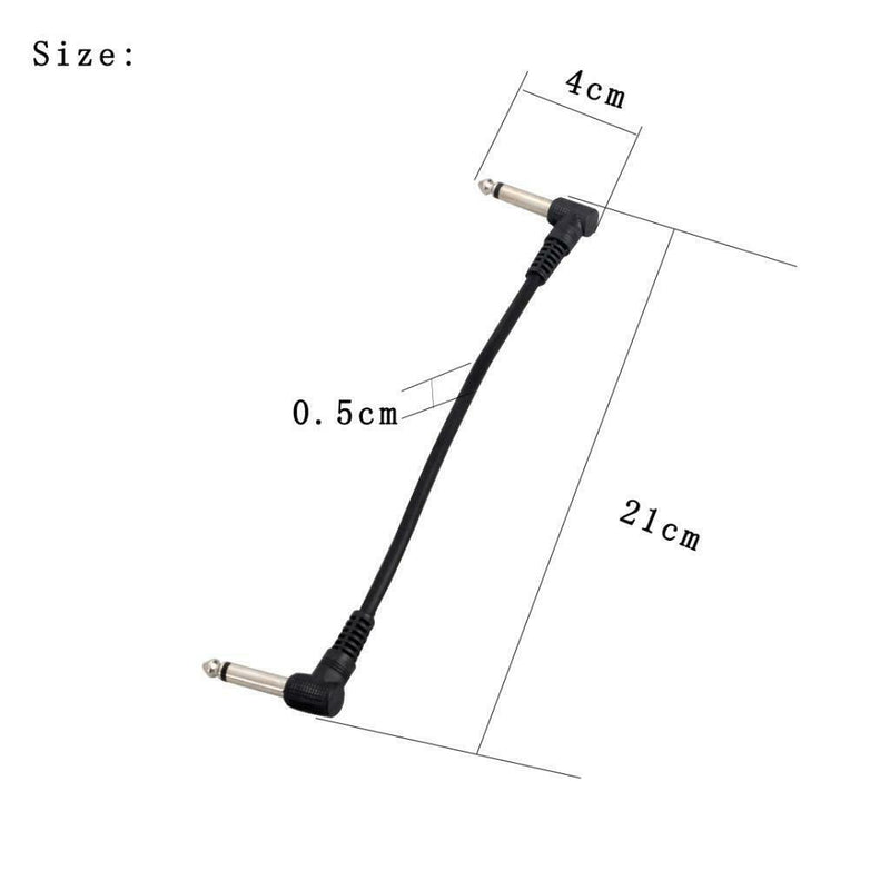 Pack of 6 Electric Guitar Patch Cables Right Angle 6.35mm Jack for Effect Pedals