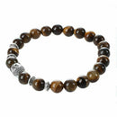 Men Natural Tiger Eye Stone Beads Bracelet Buddha Head Charm Beaded Bracele S7C5