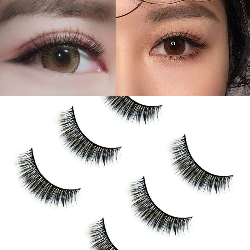 3Pairs Natural Sparse Cross Eye Lashes Extension Makeup Long False Eye CZV
