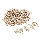 50Pack Hollow Leaves Shapes Wooden Pieces Wood Chip Painting Drawing Crafts