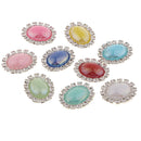 10Pc 20x15mm Oval Rhinestone Flatback Buttons Diamante Dome Cabochon Gem DIY