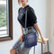 Solid Color Shoulder Messenger Handbags Women Leather Crossbody Bags (Blue)