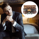 4pcs Retro Weave Rope Bracelet DIY Cowhide Leather Beads Bangle Men Jewelry