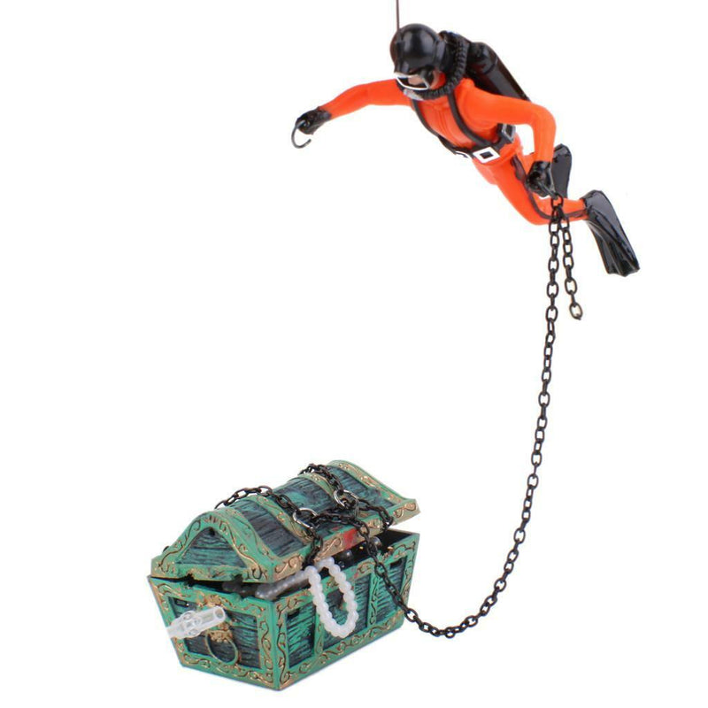 Treasure Diver Treasure Hunter Aquarium Ornament Hide Cave Air-operated Deco