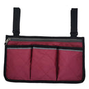 Universal Wheelchair Side Bag Pouch Storage Accessory Phone Holder Wine Red