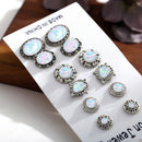 6Pairs/Set White Fire Opal Ear Studs Earrings Drop Dangle Weddings Jewelry  3c