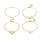 4pcs/set Retro Lily Flower Bracelet Boho Moon Women Charm Bangle Jewelry