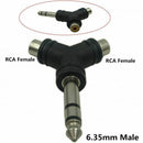 2x Audio Splitter 1 Stereo 6.35mm 1/4 inch Male Plug to 2 RCA Female Jack Y