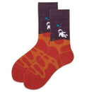 Unisex American Style Combed Cotton Crew Socks Cartoon Astronaut Hip Hosiery Hop