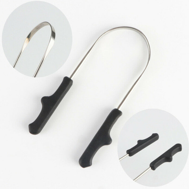 Tongue cleaner scraper dental care oral hygiene care mouth-white^stainless steel