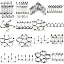 85pcs Fashion Tongue Lip Belly Navel Ring Stainless Steel Piercing Body Jewel Gw