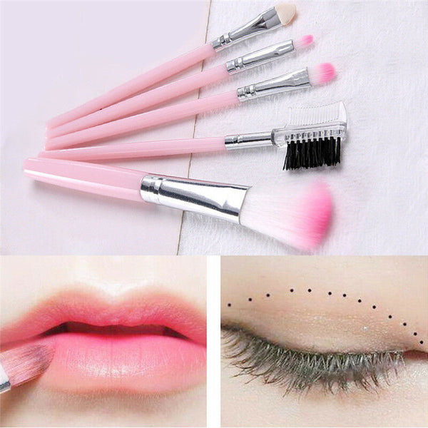 5Pcs Women Makeup Brush Eye Shadows Lipsticks Cosmetic Brushes Tools Set Kits Gw