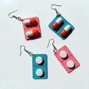 Fashion Cute Wooden Capsule Drop Earrings Funny Lovely Pills Medicine Dangl V7O3