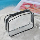 Hot 3pcs Clear Cosmetic Toiletry PVC Travel Wash Makeup Bag (Black)
