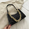 Casual Printed Women Handbag Totes PU Chain Underarm Shoulder Bags (Black) A