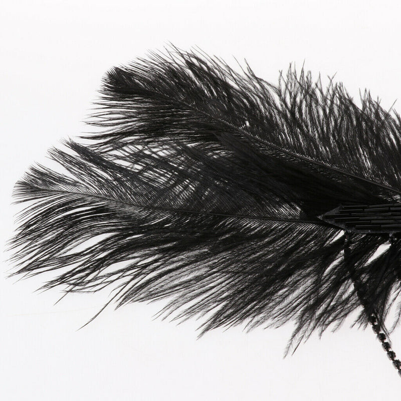 1920s Flapper Feather Headband/Women Rhinestone Beaded Headpiece/Bohemian Style