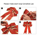 10 Pcs Glitter Christmas Tree Bow Ribbon Bows, Long 10 Inches and Wide 8 In