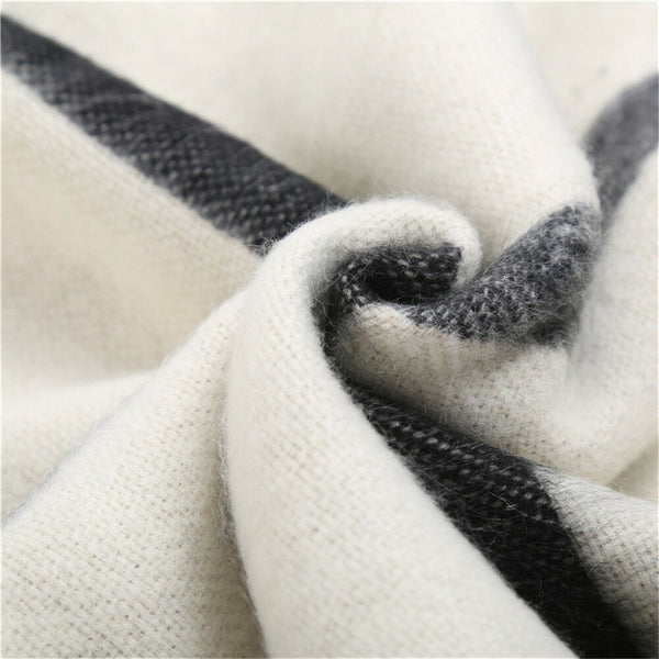 Womens Winter Warm Plaid Stole Neck Wrap Long Shawl Soft Big Grid Large Scarf