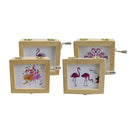 Wood Music Box Hand Crank Musical Box Creative Birthday Gifts Flamingo A