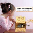 Retro Hand Cranked Music Box Wood Carved Kid Child Birthday Gift Home Decor