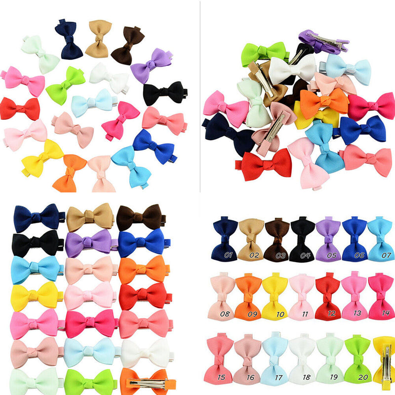 20Pcs Hair Bows Band Boutique Alligator Clip Grosgrain Ribbon Girl Baby LJ