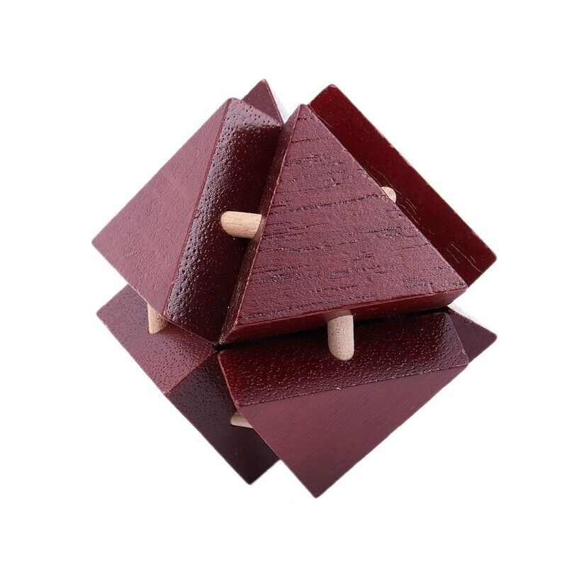 Wooden Triple-cornered Lock Smooth and Slick Lock Logic Puzzle Burr Puzzles I7C8