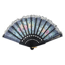 Mini Flowers Pattern Wave Edge Lace Spanish Style Hand Fan Black, Green M8C4