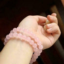 Natural-Madagascar Deep Pink Rose Quartz Crystal Round Beads Bracelet 8mm C S7P3
