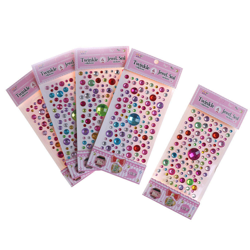 1 Sheet Self Adhesive Rhinestone Crystal Bling Stickers Round Phone DecorCraf 3C