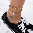 Bohemian Multilayer Butterfly Alloy Anklets Women Foot Chain Bracelet JewelSEAU