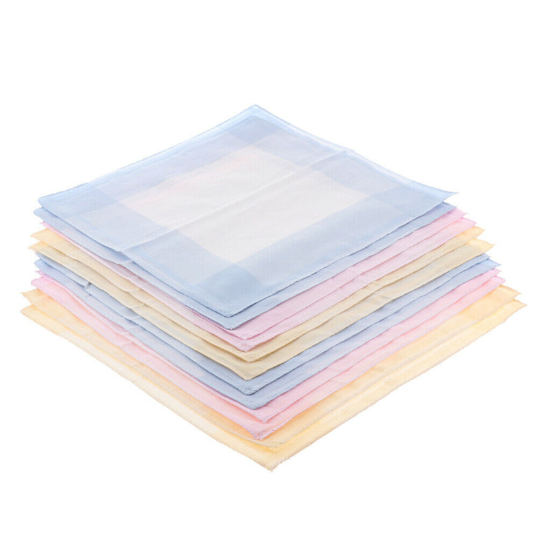 Set of 12 Plaid Pattern Handkerchief Pocket Square Hanky Party Suits Hankies