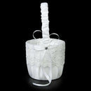 Satin Lace Embellished Wedding Flower Girl Basket---White S8X5