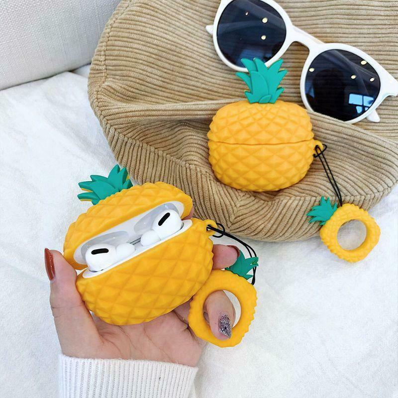 Fresh Pineapple Silicone Case Soft Protective Cover with Lanyard for Airpods Pro