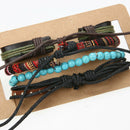 Man European Hot Retro Multilevel Cowhide Handmade Woven Bracelet A