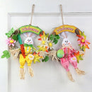Easter Bunny Wreath Scarecrow Home Decor Wall Door Hanging Ornament 2Pcs(On V5H3
