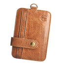 Vertical Leather ID Cards Holder Travel Money  Purse Case Snap Button
