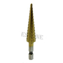 New 3Pcs Steel Titanium Coated Step Drill Bit Quick-change 1/4" Hex Shank Hot