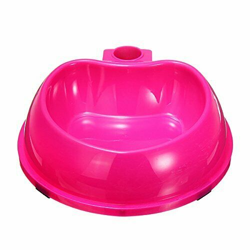 Pet Dog Water Drinker Dispenser Food Feeder Dish Bowl Bottle Rose Red B6H4