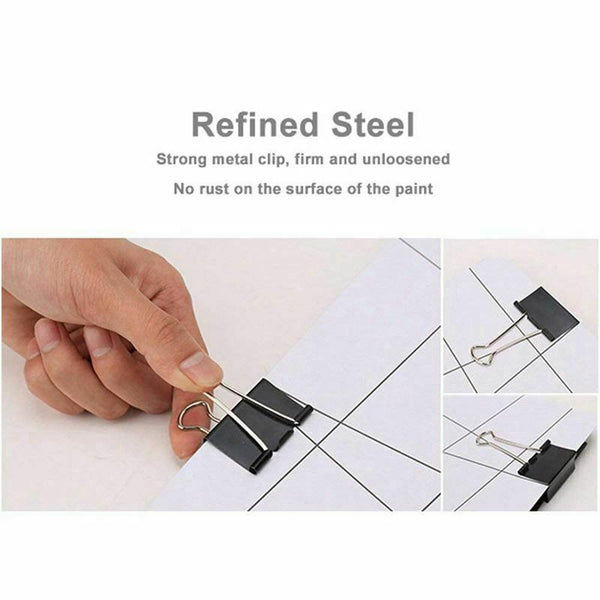 Binder Clips Paper Clamps Assorted Sizes 100 Count (Black), X Large, Large, C6R9