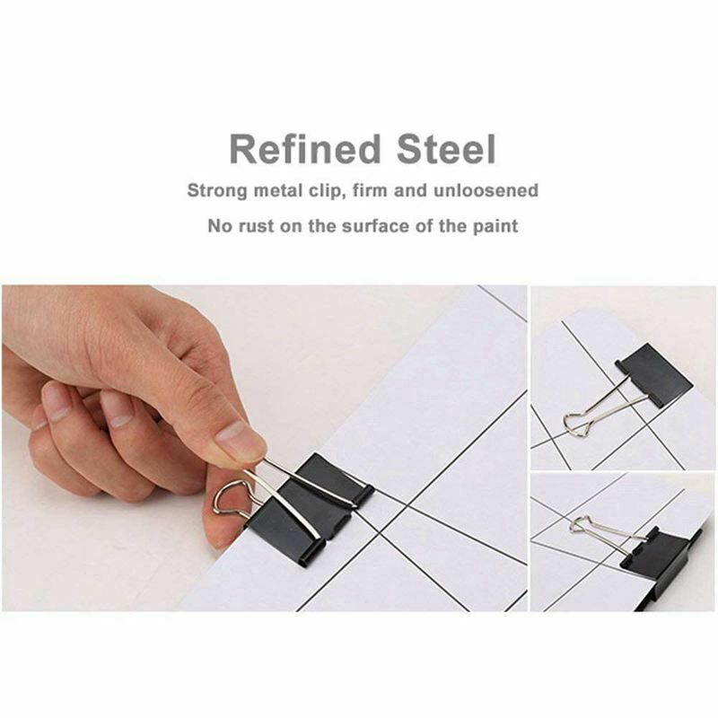 Binder Clips Paper Clamps Assorted Sizes 100 Count (Black), X Large, Large, C6R9