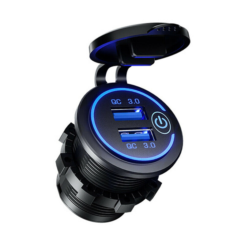 Mobile Phone Car Charger Motorcycle Universal Fast Dual USB Quick Charge 3.0
