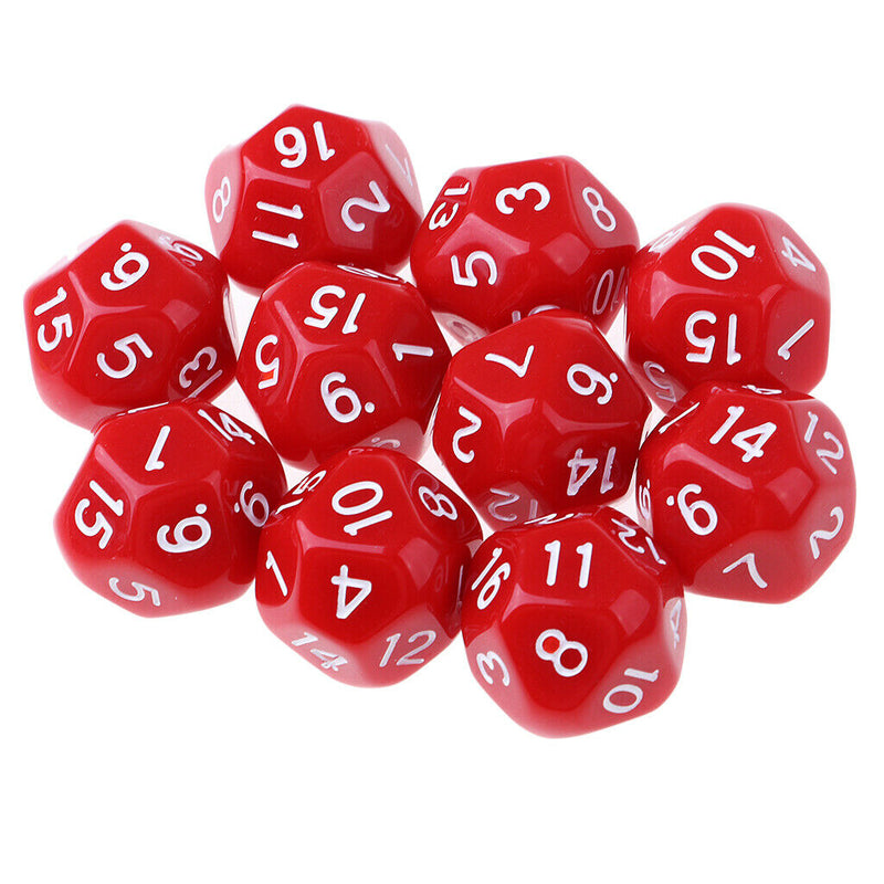 10pcs/set Polyhedral D16 Dice for DND RPG MTG Role Playing Board Game Red