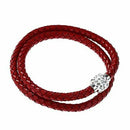 Women Men Bracelet Wristband Cord Leather Braided Crystal Ball Gift Red