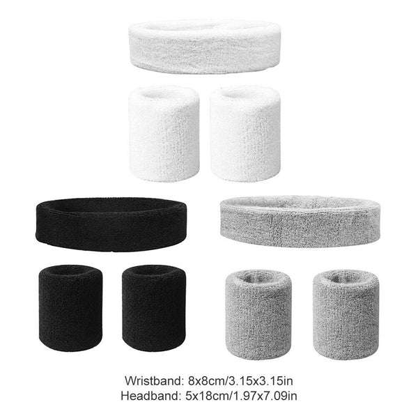 9x Fitness Gym Exercise Basketball Sweatband Set Lightweight Wristband Headband