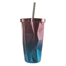 Stainless Steel Tumbler with Straw - Hot and Cold Double Wall Drinking Cups J9X7
