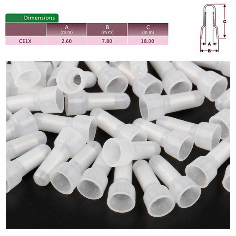 100pcs 22-16 GA AWG Closed End Crimp Caps Splice Gauge Wire Connectors Terminals