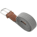 Men Leather Braided Elastic Stretch Metal Buckle Belt Waistband Light gray V9Q8