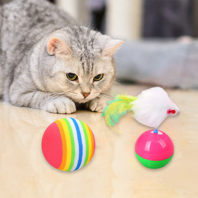 16pcs Funny Cat Stick Balls False Mouse for Kitten Pets Interactive Toys A