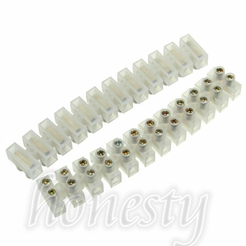 10PCS Dual Row 12 Positions Screw Terminal Electric Barrier Strip Block 380V 10A